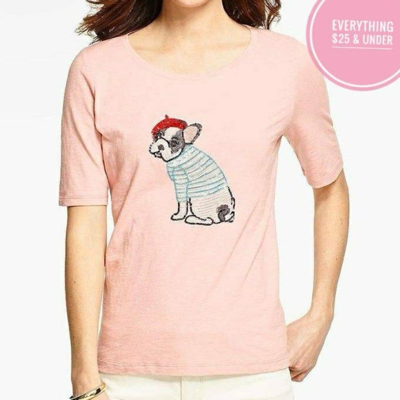 Talbots Tops - Talbots Pink French Bulldog T Shirt